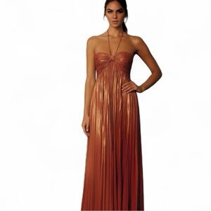 Anthropologie Metallic Copper Maxi Dress